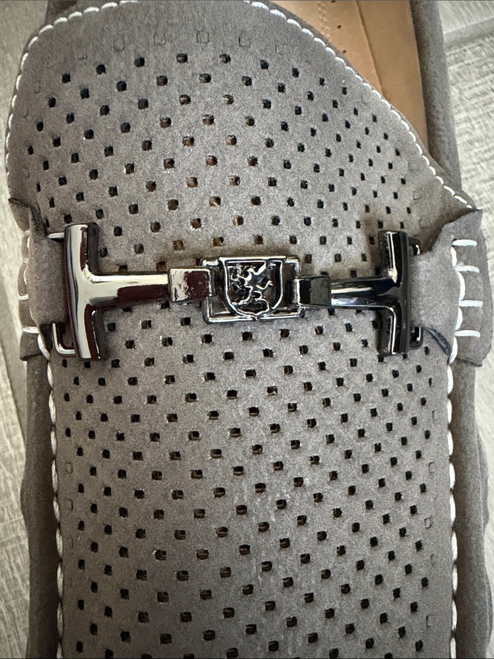 Stacy Adams Gray Perforated Slip-On Loafers with Metal Bit - Picture 5 of 8
